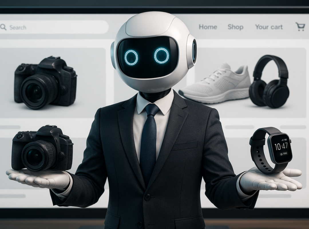 AI Recommendation engine bot suggesting products on an online store interface